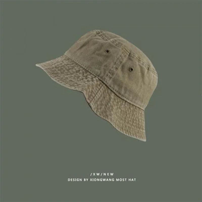 Women Men Washed Denim Solid Vintag Bucket Hats Lady Male Spring Summer Autumn Panama Fisherman Cap