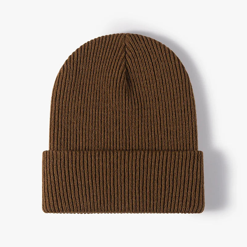 Women Men Autumn Winter Warm Beanie Hat Solid Color Lady Male Stretch Knitted Crochet Beanies Cap