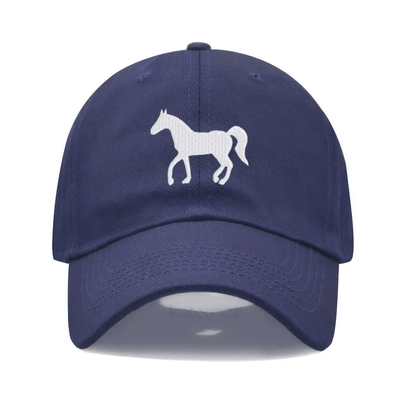 Horse Embroidered Baseball Cap Women Men Adjustable Washed Cotton Dad Hat Unisex Classic Golf Caps