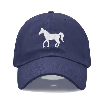 Horse Embroidered Baseball Cap Women Men Adjustable Washed Cotton Dad Hat Unisex Classic Golf Caps