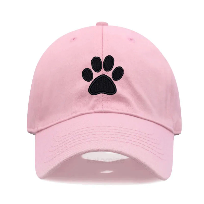 Dog Paw Embroidered Baseball Cap Women Men Adjustable Washed Cotton Dad Hat Unisex Classic Golf Caps