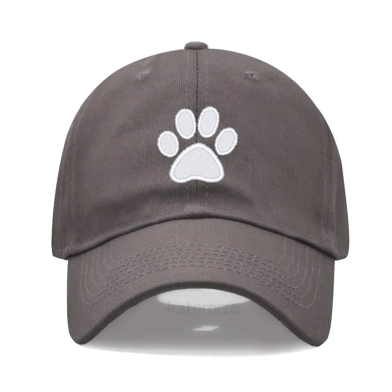 Dog Paw Embroidered Baseball Cap Women Men Adjustable Washed Cotton Dad Hat Unisex Classic Golf Caps