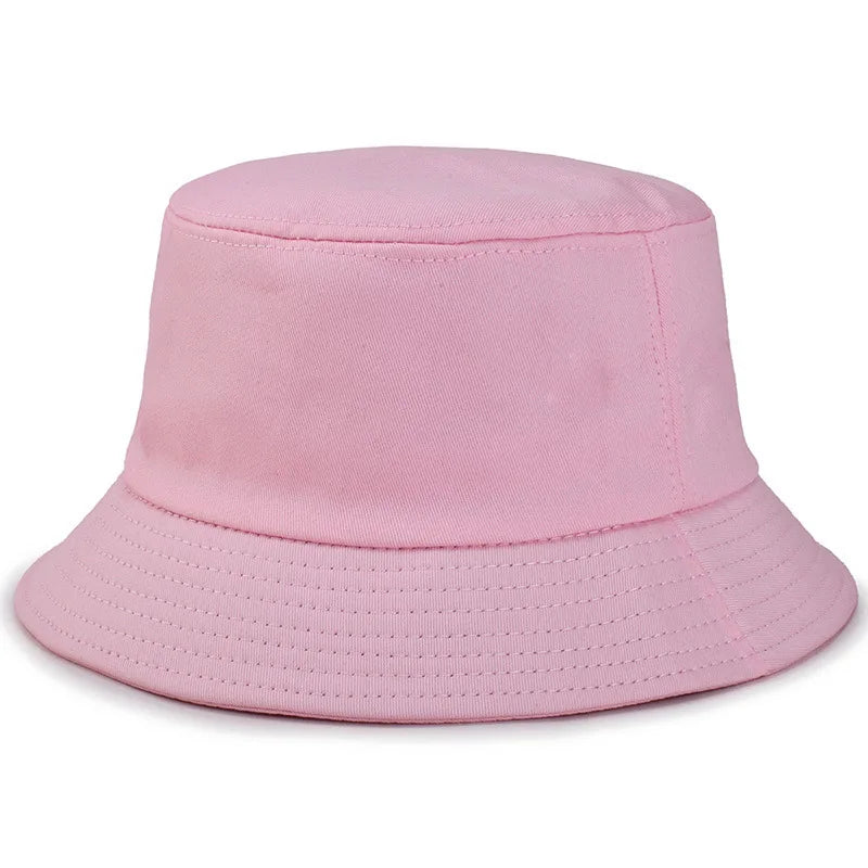 100 Cotton Solid Color Bucket Hat Summer Sun Protection Breathable Round Crown