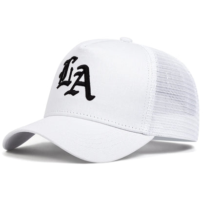 Unisex La Letter Embroidery Baseball Net Caps Hip Hop Cap Spring Summer Outdoor Adjustable Casual