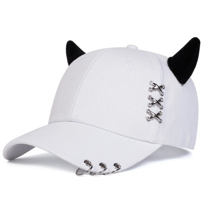 Unisex Xxx Iron Ring Bull Horn Personality Baseball Caps Spring Autumn Outdoor Adjustable Casual