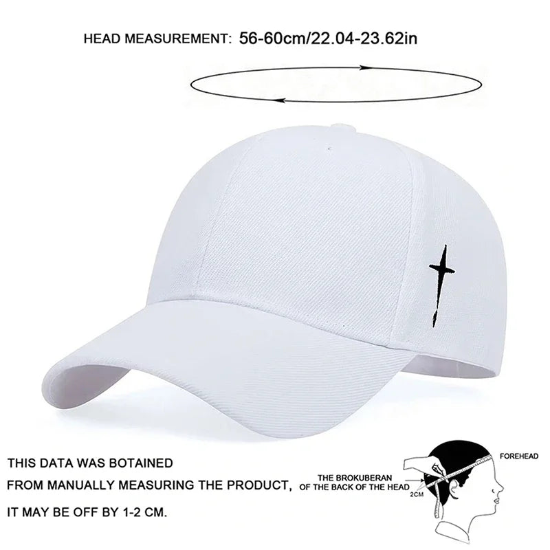 Unisex Simple Cross Embroidery Baseball Caps Spring Autumn Outdoor Adjustable Casual Hats Sunscreen