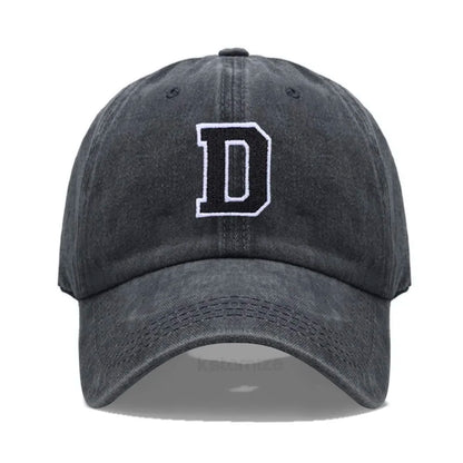 Initial Letter A-Z Embroider Baseball Cap Men Womne Washed Cotton Dad Hat Team Sport Visors Snapback