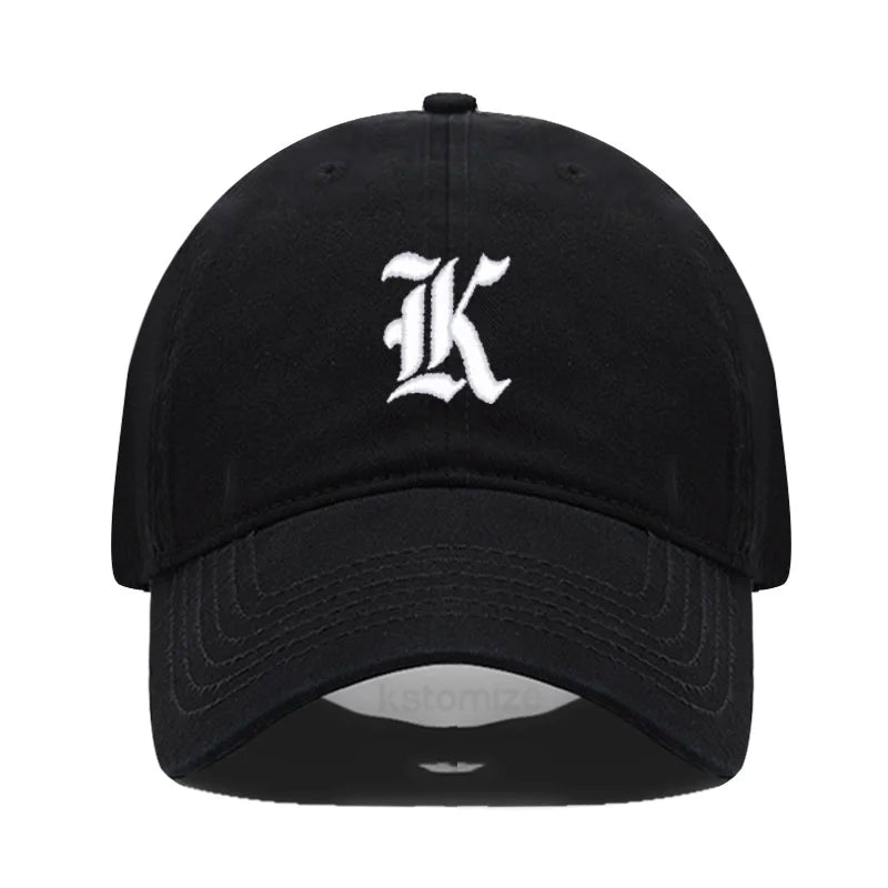 Old English Letter A-Z Embroider Baseball Cap Men Womne Soft Cotton Team Sport Visors Snapback Caps