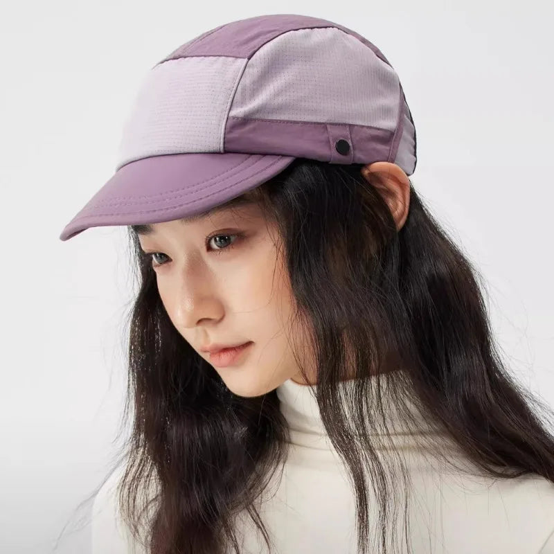 Japanese Color Matching Short Brim Baseball Caps Can Wear Glasses Men Women Summer Lightweight Sun