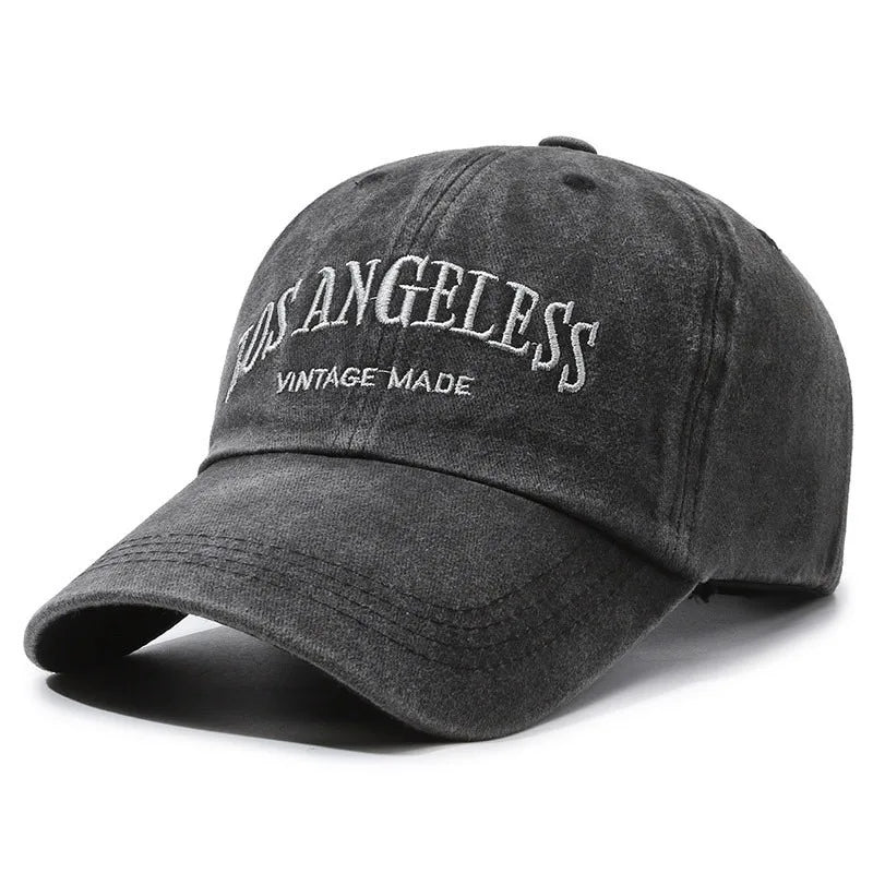 Vintage Distressed Los Angeless Embroidered Baseball Cap Soft Crown Adjustable Streetwear Unisex Hat
