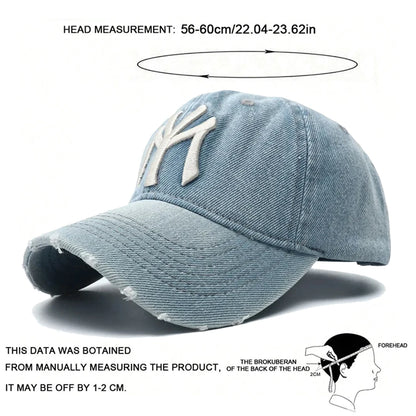 Unisex Letter Embroidery Washed Cowboy Baseball Caps Spring Autumn Outdoor Adjustable Casual Hats