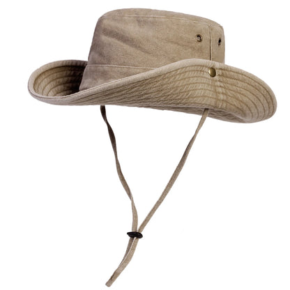 Men Big Eaved Solid Color Washed Bucket Hats Fishermen Caps Outdoor Casual Cap Sunscreen Hat
