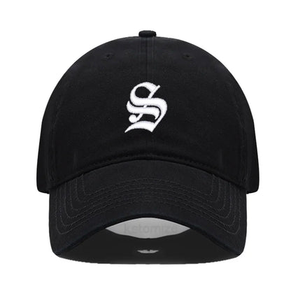 Old English Letter A-Z Embroider Baseball Cap Men Womne Soft Cotton Team Sport Visors Snapback Caps