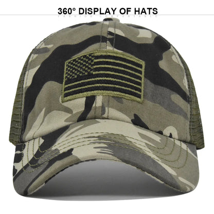 Unisex Camouflage Tactics Cap Embroidered Patch Draw Baseball Male Female Trucker Hat Mesh
