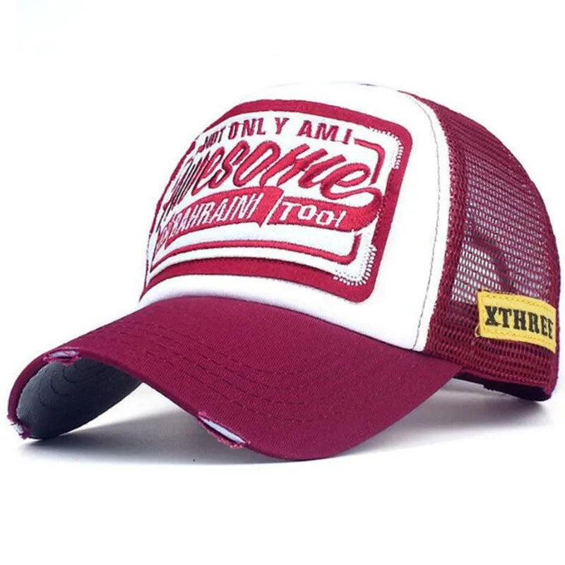 Spring Summer Mesh Embroidery Letter Awesome Baseball Cap Women S Hat Men Outdoor Sunscreen