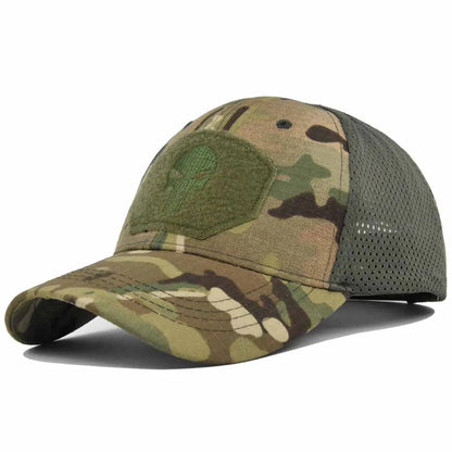 Men Women Skull Print Snapback Cap Outdoors Tactical Camouflage Mesh Baseball Caps Male Summer Sport Hiking Trucker Sunshade Hat