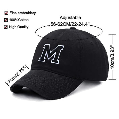 Initial Letter A-Z Embroider Baseball Cap Men Womne Soft Cotton Team Sport Visors Snapback Caps