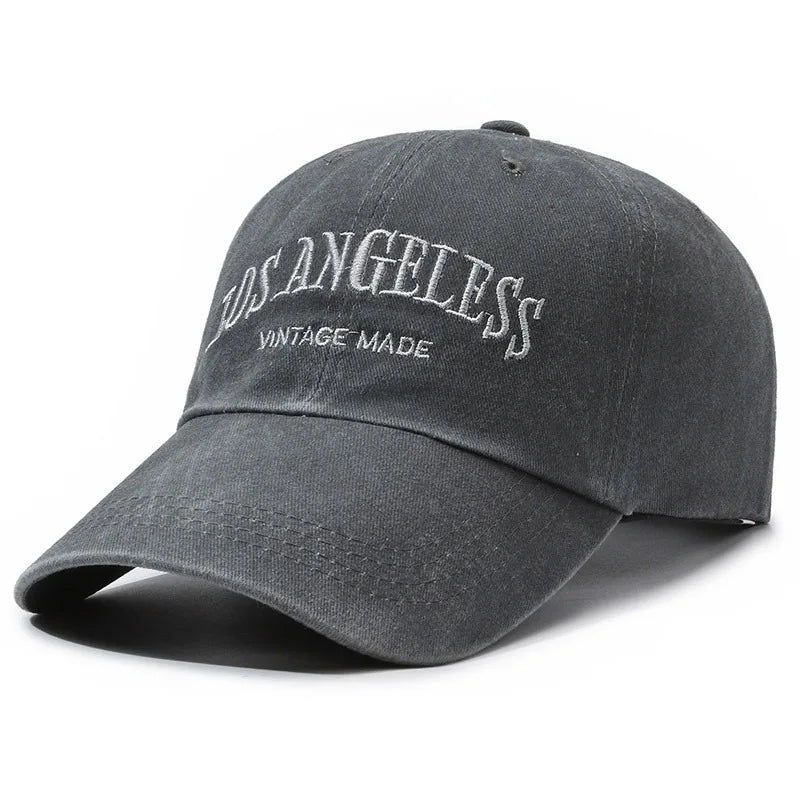 Vintage Distressed Los Angeless Embroidered Baseball Cap Soft Crown Adjustable Streetwear Unisex Hat