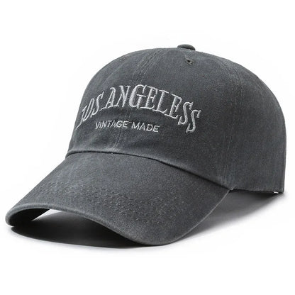 Vintage Distressed Los Angeless Embroidered Baseball Cap Soft Crown Adjustable Streetwear Unisex Hat