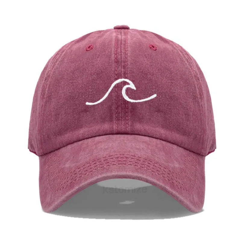 Men S Baseball Cap Women Washed Cotton Waves Embroidery Dad Hat Sport Golf Caps Man Sun Hats