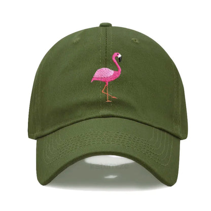 Animal Embroidery Flamingo Baseball Caps Men Women Retro Soft Washed Cotton Dad Hat Snapback Cap