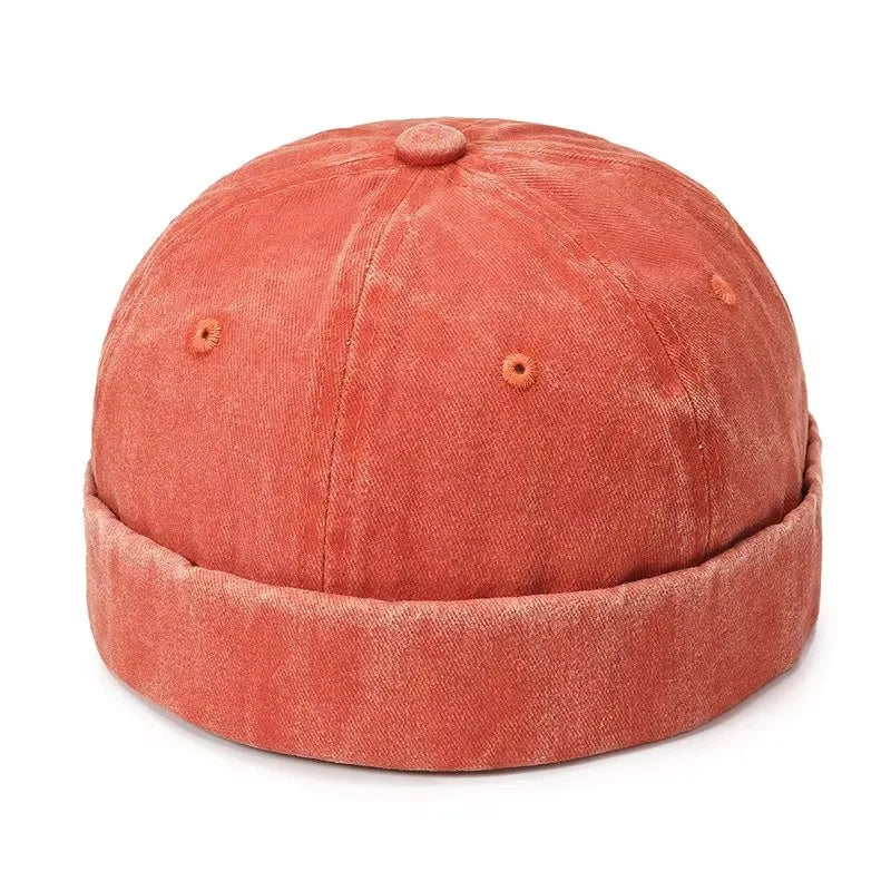 Women Men Solid Cotton Cap Hat Washed Denim Beanie Spring Autumn Retro Adjustable Docker Sailor