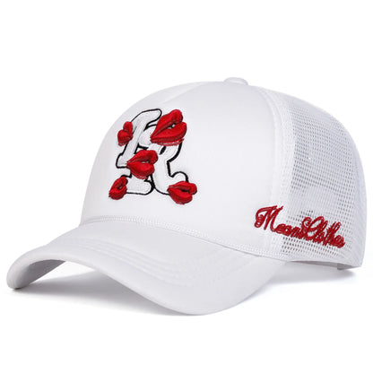Unisex Letter Lips Embroidery Baseball Net Caps Spring Summer Outdoor Adjustable Casual Hats