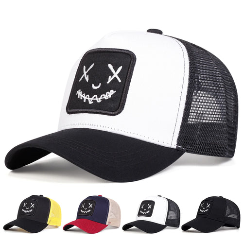 Unisex Xx Smiling Face Embroidery Baseball Net Caps Spring Summer Outdoor Adjustable Casual Hats