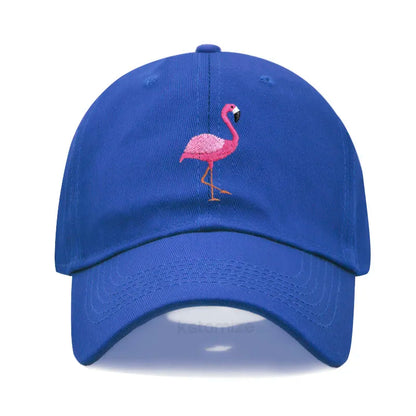 Animal Embroidery Flamingo Baseball Caps Men Women Retro Soft Washed Cotton Dad Hat Snapback Cap