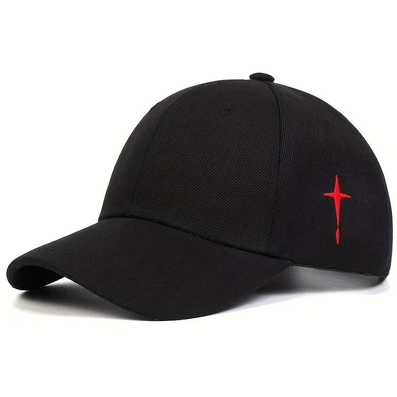 Unisex Simple Cross Embroidery Baseball Caps Spring Autumn Outdoor Adjustable Casual Hats Sunscreen