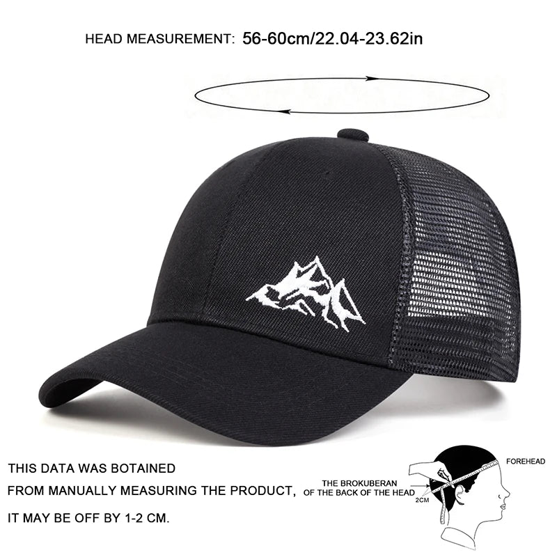 Unisex Mountain Range Embroidery Baseball Net Caps Spring Summer Outdoor Adjustable Casual Hats