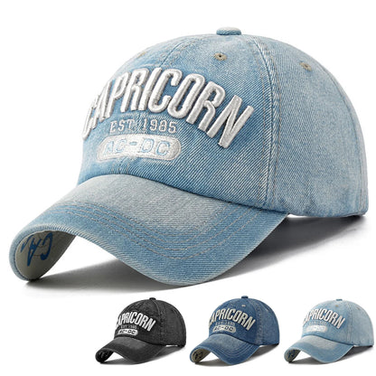 Unisex Capricorn Letter Embroidery Baseball Caps Spring Autumn Outdoor Sunscreen Hat Adjustable
