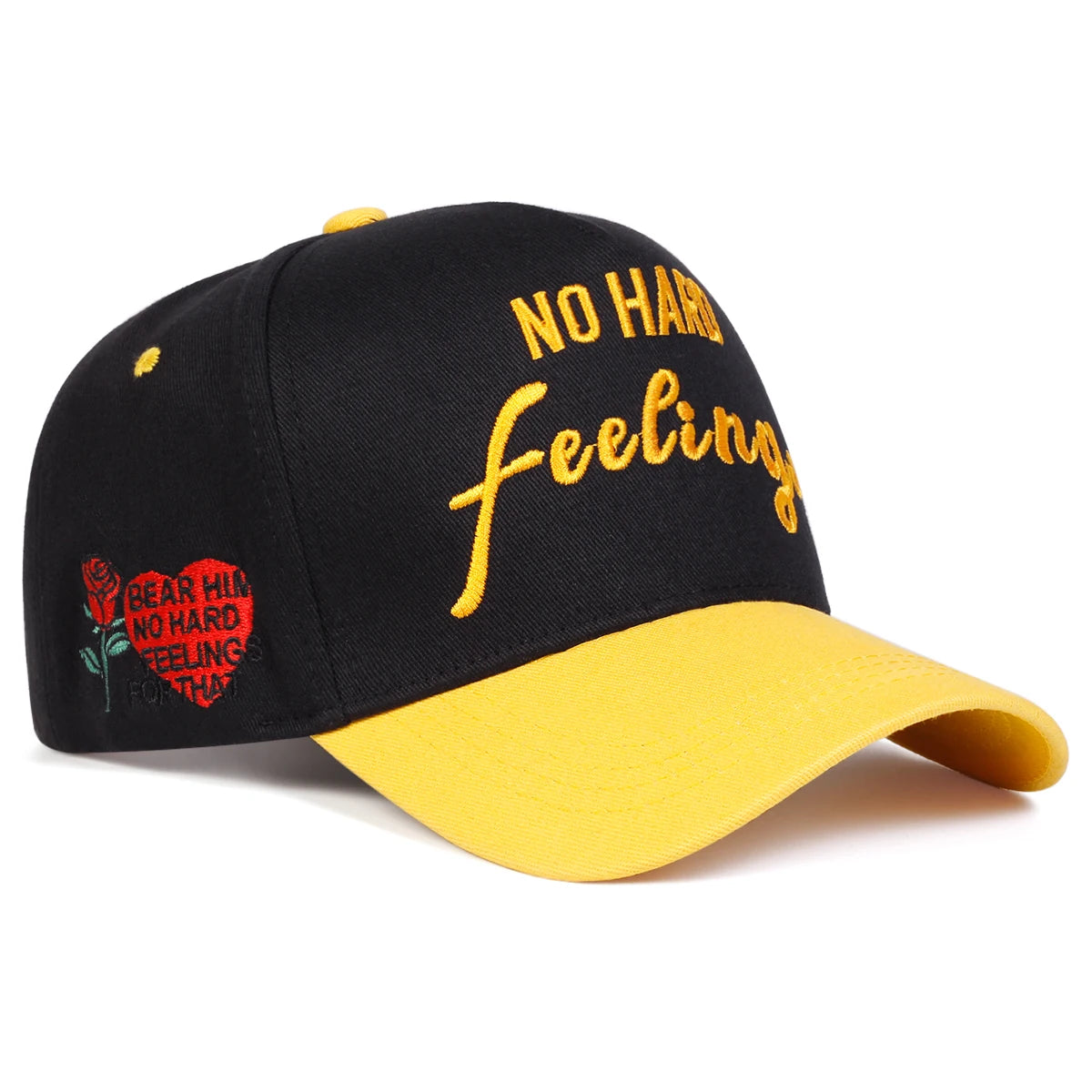 Unisex No Hard Feelings Embroidery Side Love Rose Baseball Caps Spring Autumn Outdoor Adjustable