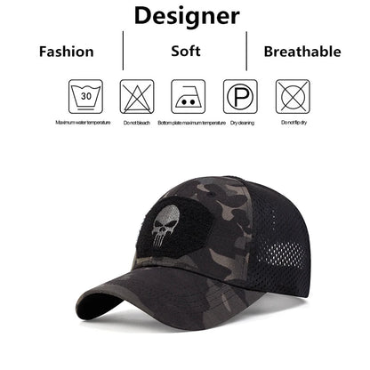 Unisex Skull Embroidered Top Patch Breathable Baseball Caps Spring Autumn Outdoor Adjustable Casual