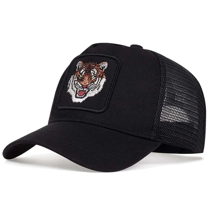 Unisex Tiger Embroidery Baseball Net Caps Spring Summer Outdoor Adjustable Casual Hats Sunscreen Hat