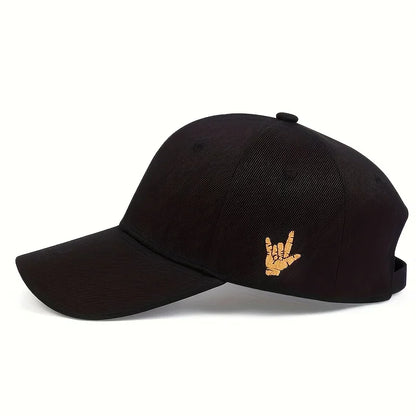 Unisex Side Finger Embroidery Baseball Caps Spring Autumn Outdoor Adjustable Casual Hats Hip Hop Hat