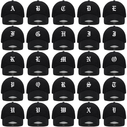 Old English Letter A-Z Embroider Baseball Cap Men Womne Soft Cotton Team Sport Visors Snapback Caps