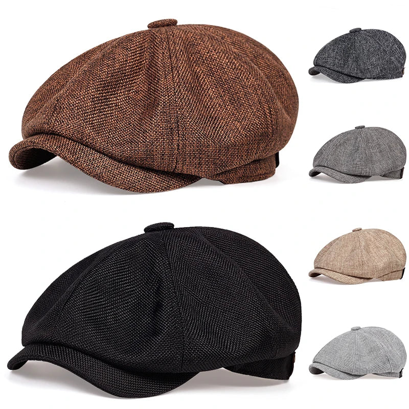 Men Casual Newsboy Hat Spring Autumn Retro Beret Hats Wild Unisex Octagonal Cap Street Caps Gorras
