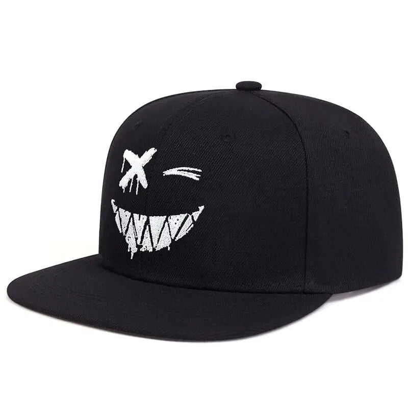 Unisex Personality Ghost Expression Embroidery Hip-Hop Hats Outdoor Adjustable Casual Baseball Caps