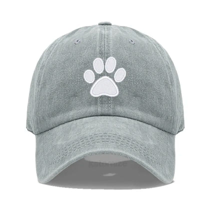 Dog Paw Embroidered Baseball Cap Women Men Adjustable Washed Cotton Dad Hat Unisex Classic Golf Caps