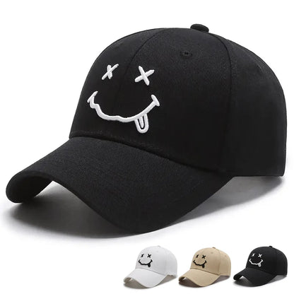 Men Women Smile Face Embroidery Baseball Caps Cotton Adjustable Snapback Hats Hip Hop Trucker Cap