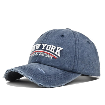 Retro Embroidered Letter Baseball Cap Unisex Adjustable Washed Cotton Hip Hop Snapback Outdoor