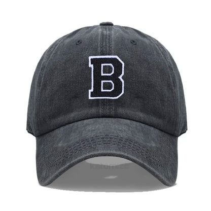 Initial Letter A-Z Embroider Baseball Cap Men Womne Washed Cotton Dad Hat Team Sport Visors Snapback