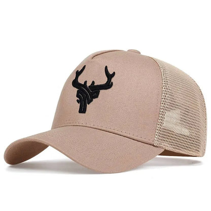 Unisex Animal Antlers Embroidery Baseball Net Caps Spring Summer Outdoor Adjustable Casual Hats