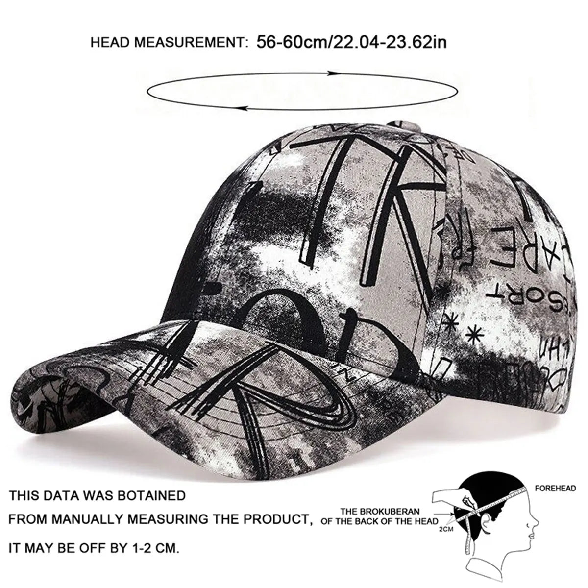Unisex Letter Graffiti Printing Tie Dye Baseball Caps Spring Autumn Outdoor Adjustable Casual Hats