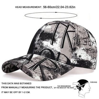 Unisex Letter Graffiti Printing Tie Dye Baseball Caps Spring Autumn Outdoor Adjustable Casual Hats