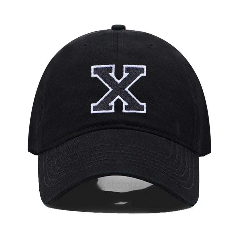 Initial Letter A-Z Embroider Baseball Cap Men Womne Soft Cotton Team Sport Visors Snapback Caps