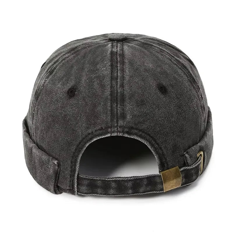 Women Men Solid Cotton Cap Hat Washed Denim Beanie Spring Autumn Retro Adjustable Docker Sailor