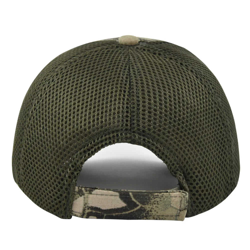 Adjustable Snapback Mesh Baseball Cap Outdoor Sports Breathable Sun Protection Hat Camouflage