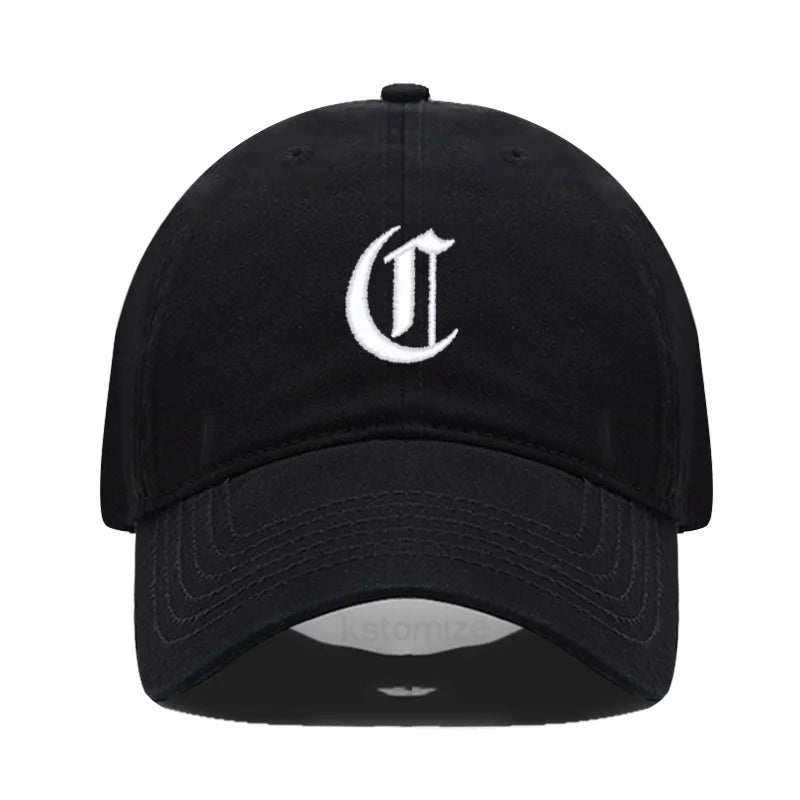 Old English Letter A-Z Embroider Baseball Cap Men Womne Soft Cotton Team Sport Visors Snapback Caps